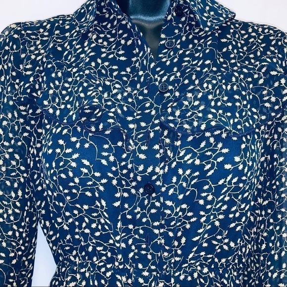 𝅺TOWOWGE Romantic Navy Print Ruffle Dress/ NWT/Size Small - Picture 4 of 7